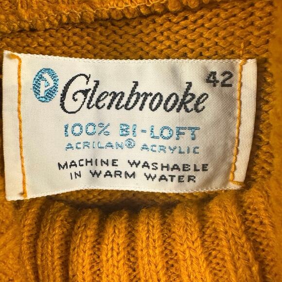 VTG 60s Glenbrooke MOD Turtleneck Sweater Men’s Size 42 Mustard Yellow USA! - Picture 5 of 6